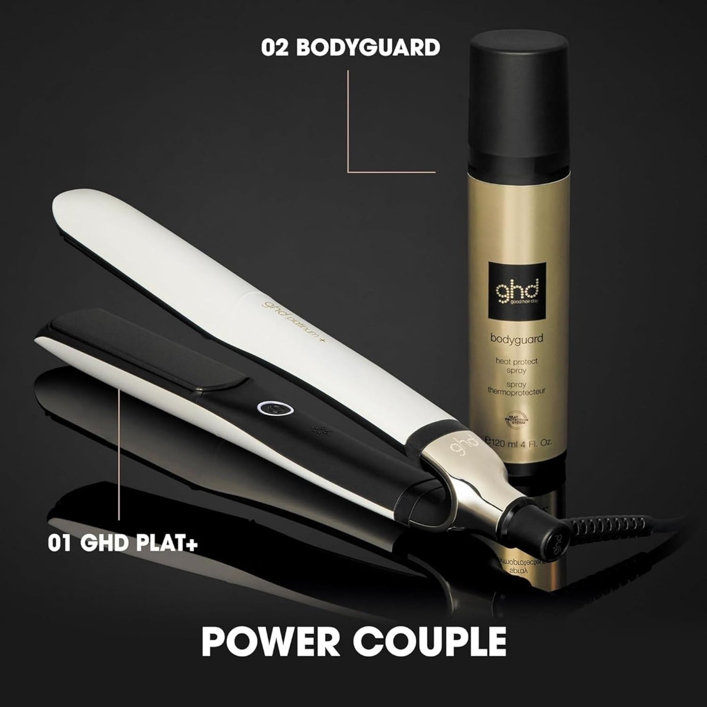 ghd platinum+ professionelles Glätteisen (26mm Platten) in Schwarz und weiß